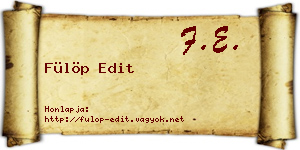 Fülöp Edit névjegykártya